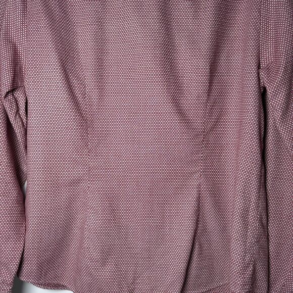 Vintage Ingram Italian Cotton Button Up Shirt Mens 48 Burgundy Geometric EU Made - Picture 14 of 16
